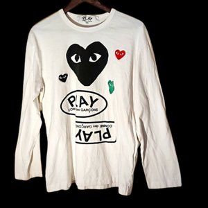 Comme des Garcons Play Long Sleeve Tee Shirt XXL White
